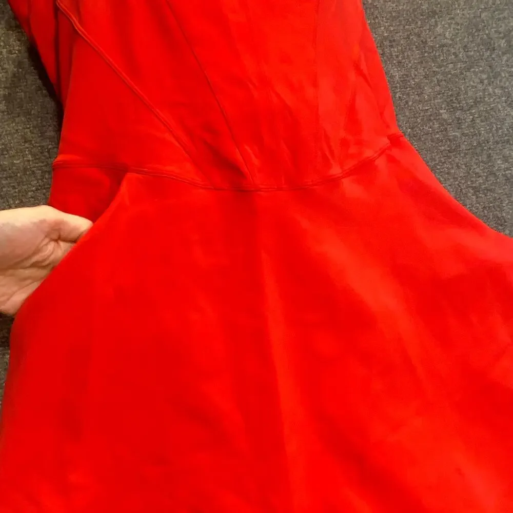 TA3 Women’s Red Square-Neck Swim Dress With Pockets 2X - Picture 10 of 10